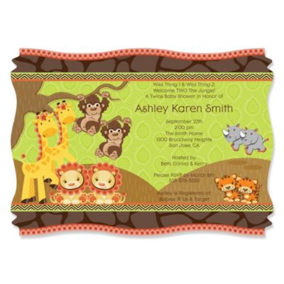 Twins Funfari&trade; - Fun Safari Jungle - Personalized Baby Shower Invitations