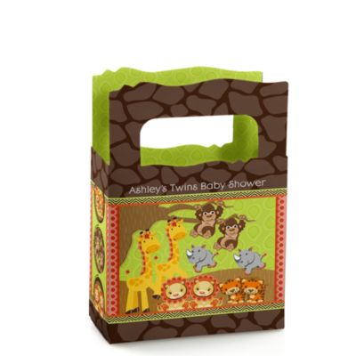 Twins Funfari&trade; - Fun Safari Jungle - Personalized Baby Shower Mini Favor Boxes