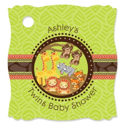 Twins Funfari&trade; - Fun Safari Jungle - Personalized Baby Shower Tags - 20 ct