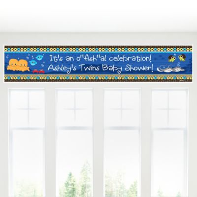 Twin Under The Sea Critters - Personalized Baby Shower Banners