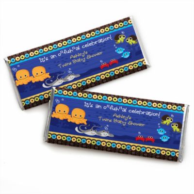 Twin Under The Sea Critters - Personalized Baby Shower Candy Bar Wrapper Favors
