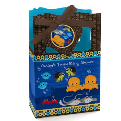Twin Under The Sea Critters - Personalized Baby Shower Favor Boxes