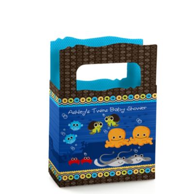 Twin Under The Sea Critters - Personalized Baby Shower Mini Favor Boxes