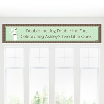 Mommy Silhouette It's Twin Babies  - Personalized Baby Shower Banners