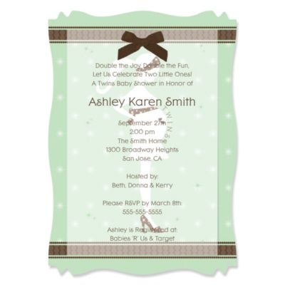 Mommy Silhouette It's Twin Babies - Personalized Baby Shower Vellum Overlay Invitations