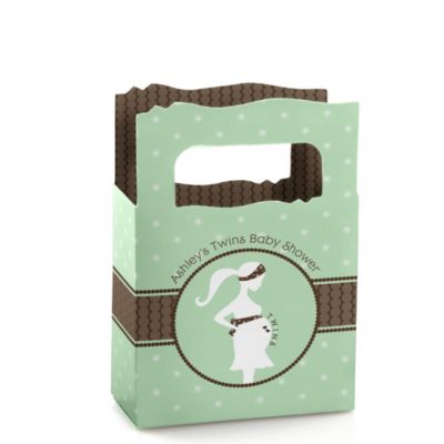 Mommy Silhouette It's Twin Babies - Personalized Baby Shower Mini Favor Boxes