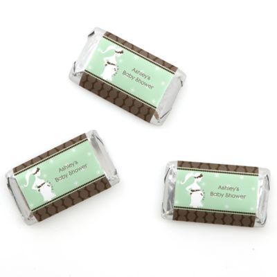 Mommy Silhouette It's Twin Babies - Personalized Baby Shower Mini Candy Bar Wrapper Favors - 20 ct