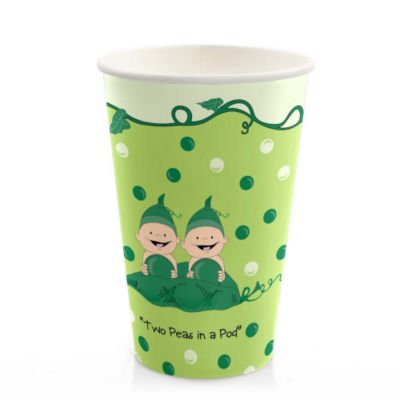 Twins Two Peas in a Pod Caucasian - Baby Shower Hot/Cold Cups - 8 ct
