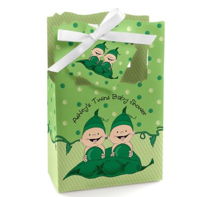 Twins Two Peas in a  Pod Caucasian  - Personalized Baby Shower Favor Boxes