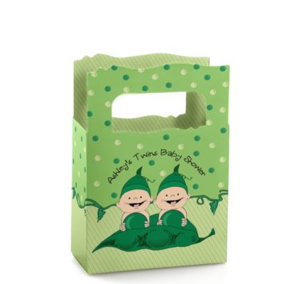 Twins Two Peas in a Pod Caucasian  - Personalized Baby Shower Mini Favor Boxes