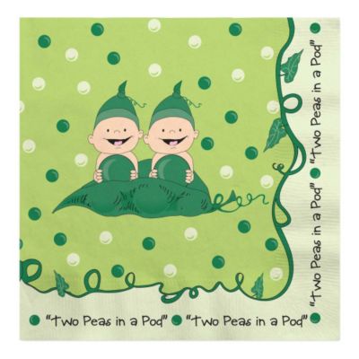 Twins Two Peas in a Pod Caucasian - Baby Shower Luncheon Napkins - 16 ct