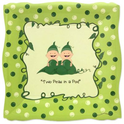 Twins Two Peas in a Pod Caucasian - Baby Shower Dinner Plates - 8 ct
