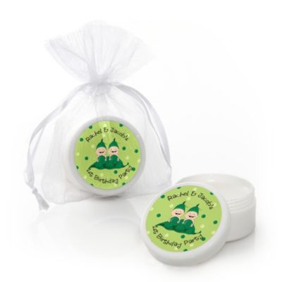 Twins Two Peas in a Pod Caucasian - Personalized Birthday Party Lip Balm Favors