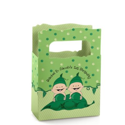 Twins Two Peas in a  Pod Caucasian  - Personalized Birthday Party Mini Favor Boxes