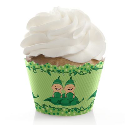 Twins Two Peas in a  Pod Caucasian  - Baby Shower Cupcake Wrappers