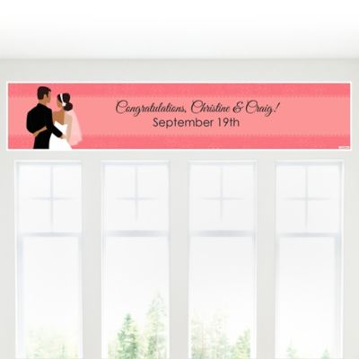 Custom Wedding Couples Coral - Personalized Bridal Shower Banners