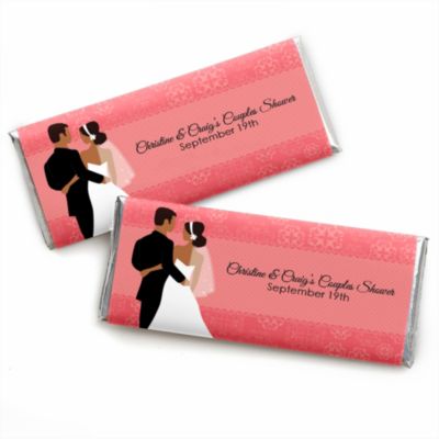 Custom Wedding Couples Coral - Personalized Bridal Shower Candy Bar Wrapper Favors