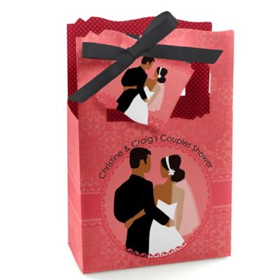 Custom Wedding Couples Coral - Personalized Bridal Shower Favor Boxes