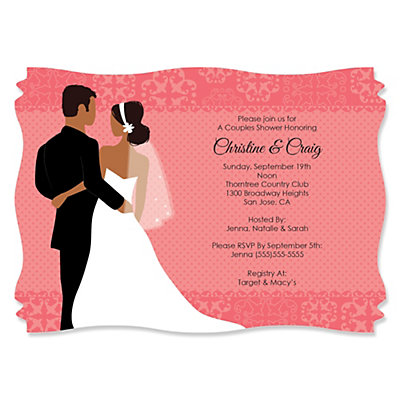 Custom Wedding Couples Coral - Personalized Bridal Shower Invitations