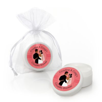 Custom Wedding Couples Coral - Personalized Bridal Shower Lip Balm Favors