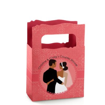 Custom Wedding Couples Coral - Personalized Bridal Shower Mini Favor Boxes