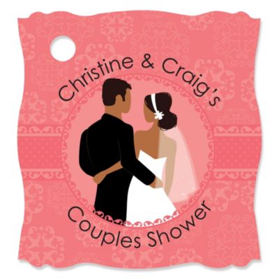 Custom Wedding Couples Coral - Personalized Bridal Shower Tags - 20 ct
