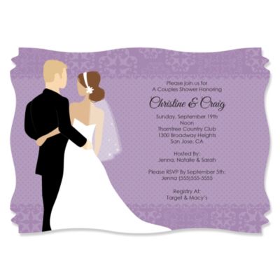 Custom Wedding Couples Purple - Personalized Bridal Shower Invitations