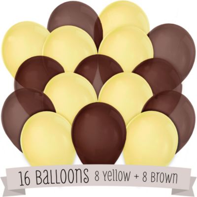 Brown and Yellow - Birthday Party Latex Balloons - 16 ct