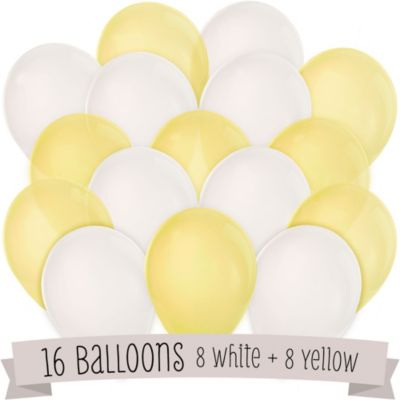 Yellow and White - Bridal Shower Latex Balloons - 16 ct