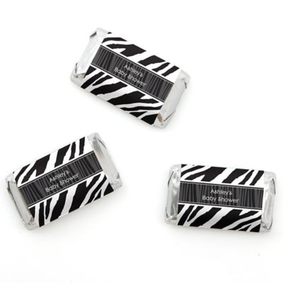 Zebra - Personalized Baby Shower Mini Candy Bar Wrapper Favors - 20 ct