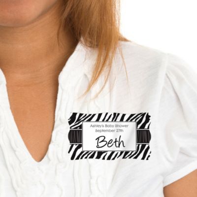 Zebra - Personalized Baby Shower Name Tag Stickers - 8 ct