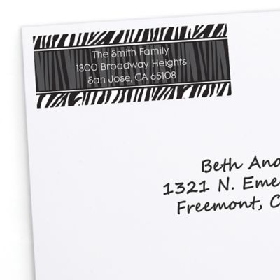 Zebra - Personalized Birthday Party Return Address Labels - 30 ct