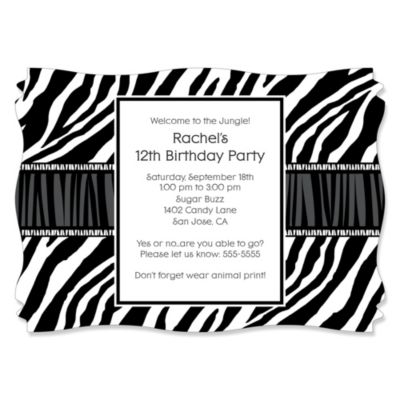 Zebra - Personalized Birthday Party Invitations