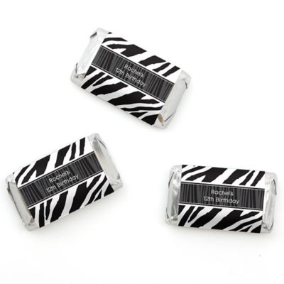 Zebra - Personalized Birthday Party Mini Candy Bar Wrapper Favors - 20 ct