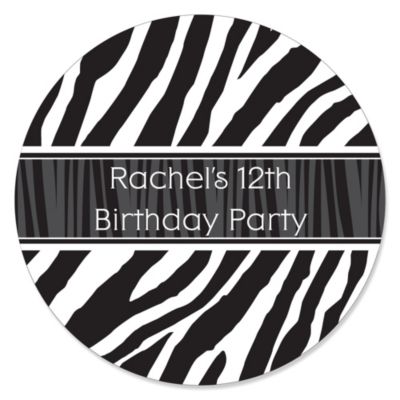 Zebra - Personalized Birthday Party Sticker Labels - 24 ct