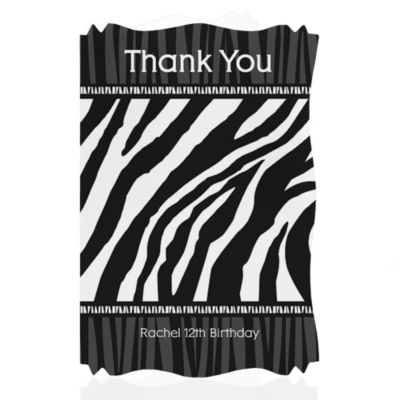 Zebra - Personalized Birthday Party Thank You Cards