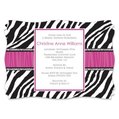 Zebra Hot Pink - Personalized Bridal Shower Invitations