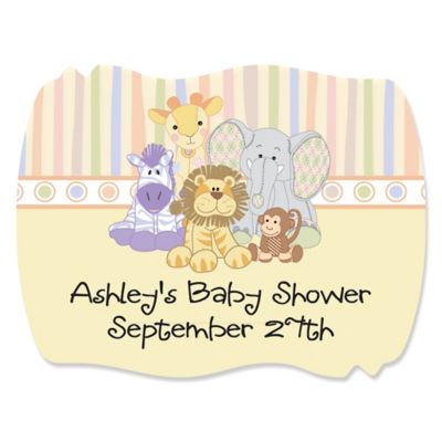 Zoo Crew - Personalized Baby Shower Squiggle Stickers - 16 ct