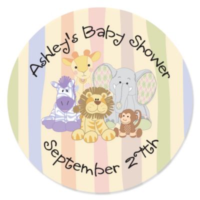 Zoo Crew - Personalized Baby Shower Sticker Labels - 24 ct