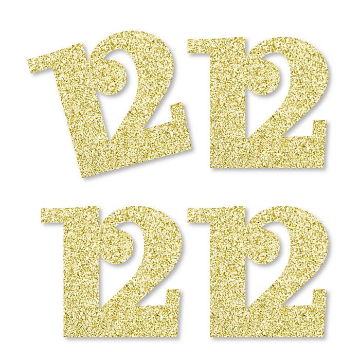 Gold Glitter 12 - No-Mess Real Gold Glitter Cut-Out Numbers - 12th ...
