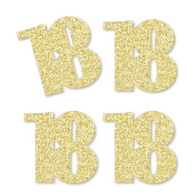 Gold Glitter 18 NoMess Real Gold Glitter CutOut Numbers 18th