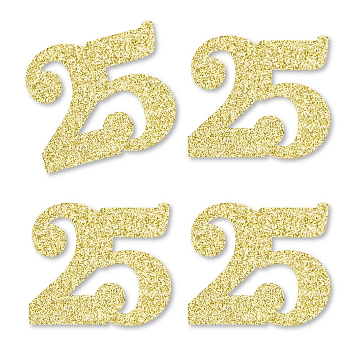 Gold Glitter 25 - No-Mess Real Gold Glitter Cut-Out Numbers - 25th ...
