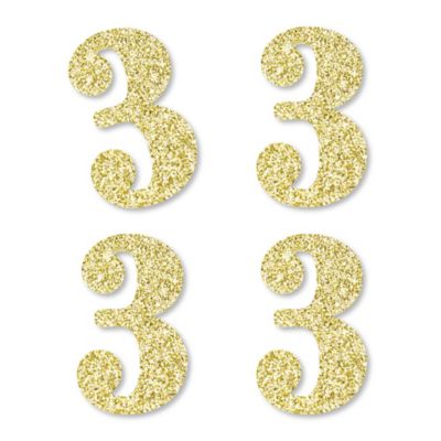 Gold Glitter 3 No Mess Real Gold Glitter Cut Out Numbers 3rd