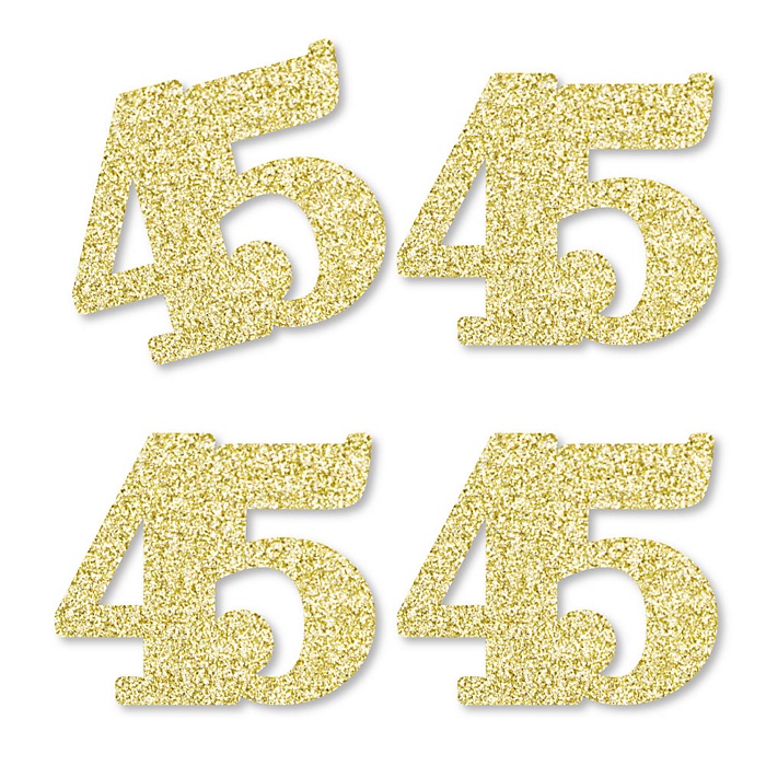 Gold Glitter 45 - No-Mess Real Gold Glitter Cut-Out Numbers - 45th ...