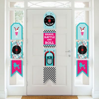 50 S Sock Hop Hanging Vertical Paper Door Banners 1950s Rock N
