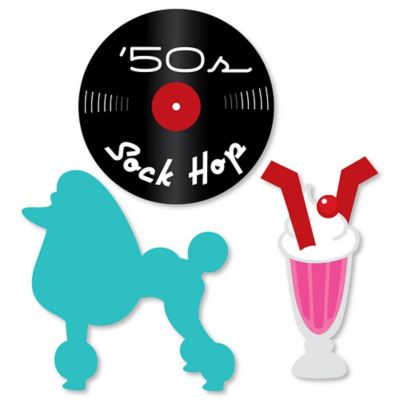 50 S Sock Hop Diy Shaped 1950s Rock N Roll Party Cut Outs 24 Ct