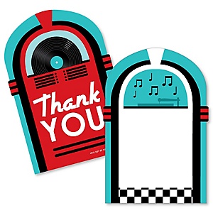 50's Sock Hop - Shaped Thank You Cards - 1950s Rock N Roll Party Thank