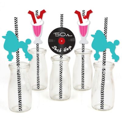 50 S Sock Hop Paper Straw Decor 1950s Rock N Roll Party