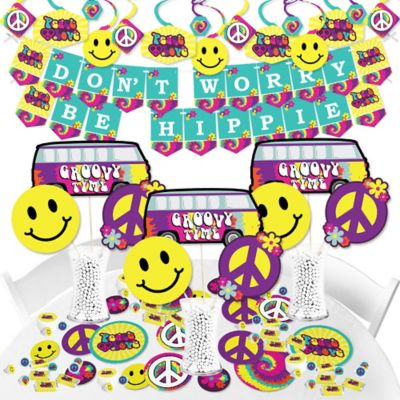 60 S Hippie 1960s Groovy Party Supplies Banner Decoration Kit