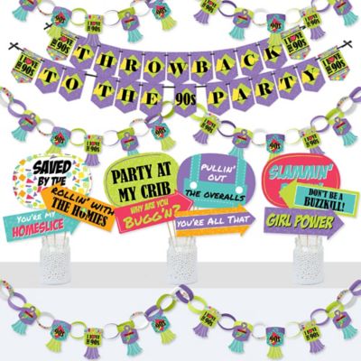 90 S Throwback Banner And Photo Booth Decorations 1990s Party